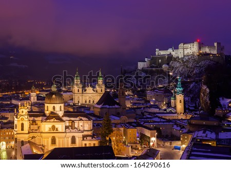 Salzburg Austria at night - architecturel background