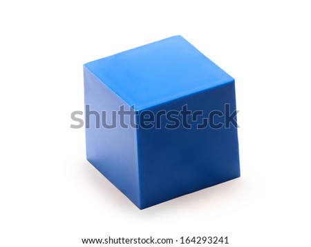 blue plastic cube isolated on white background Royalty-Free Stock Photo #164293241
