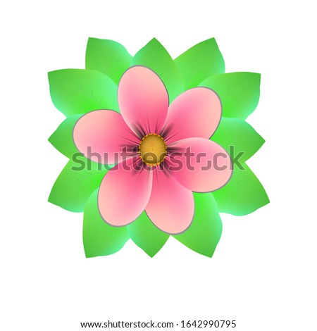 Pink flower on a background of green leaves