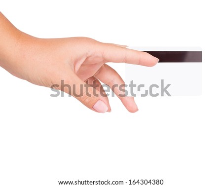 hand credit card isolated on white background