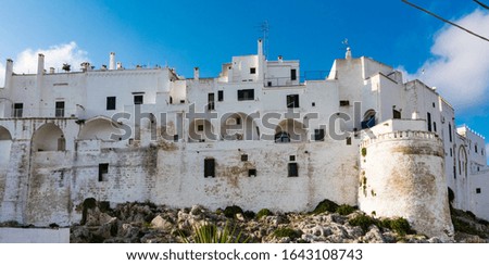 white houses of Ostuni on hill. Italy