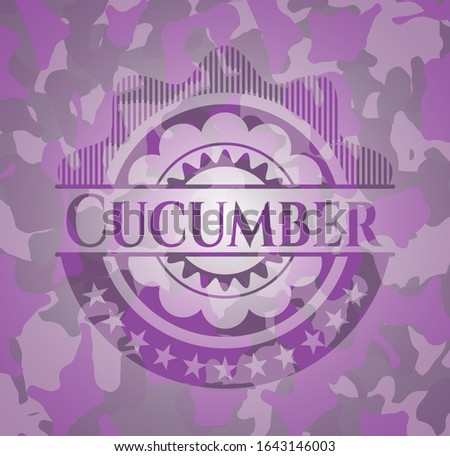 Cucumber pink and purple on camouflaged texture. Vector Illustration. Detailed.