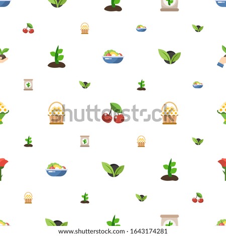 leaf icons pattern seamless. Included editable flat Salad, cherry, fertilizer, Plant, flower basket, vegetarian, bouquet, rose, Gardening icons. leaf icons for web and mobile.