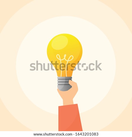 hand up creative light bulb symbol. business and finance concept. innovation idea success banner.  Design element for study startup.