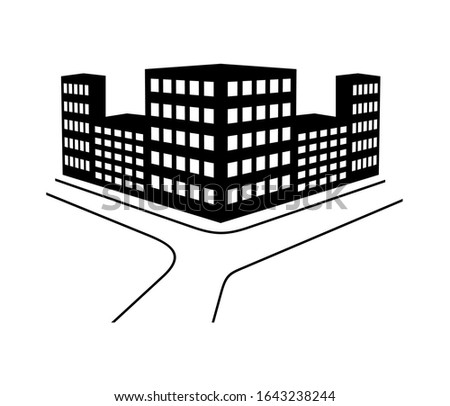 vector black illustration of Building icon on white.eps10