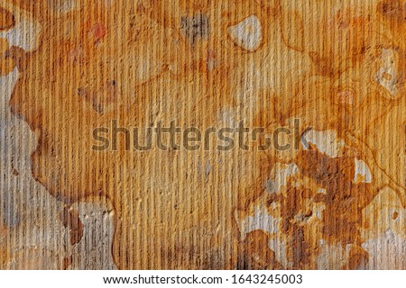 Orange stain rust on surface of concrete background, Old cement texture, Outdoor building wall, Can be used as background for display or montage your products.