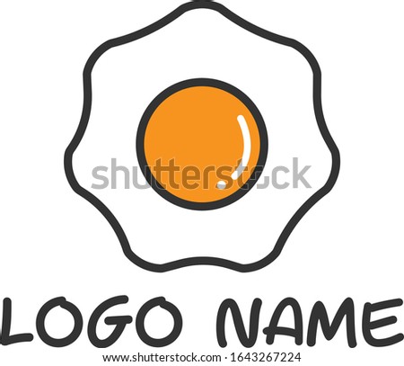 fried egg logo. Vector breakfast design. Fast food and rosemary logo.