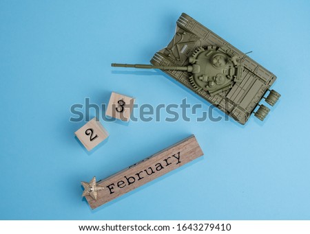 Defender of the Fatherland Day. conception International Men's Day and Fatherland defender day February 23. greeting card. top view