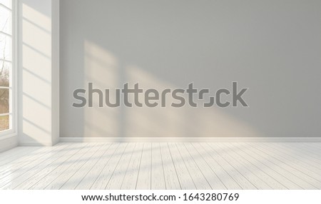 Minimal style interior room with grey wall  ."3D rendering"