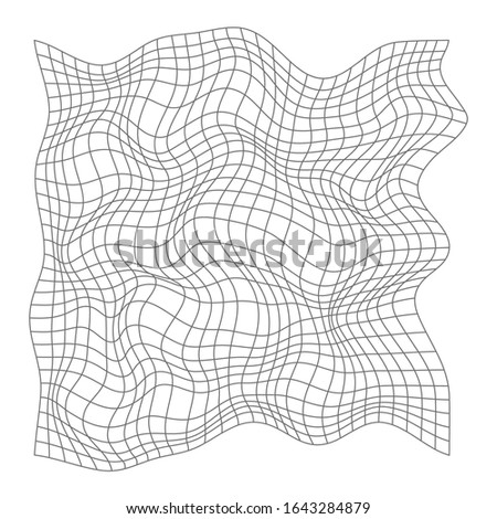 The illusion of deception is a distorted grid of sports technology or fishing gear. flat vector illustration isolated on white background