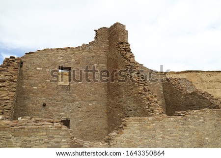 Pueblo Bonito in Chaco Culture National Historical Park in New Mexico, USA. This settlement was inhabited by Ancestral Puebloans, or the Anasazi in prehistoric America.