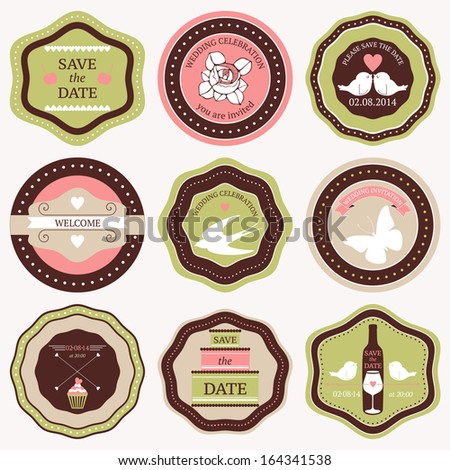 Vector collection of decorative wedding sticker  and icons.