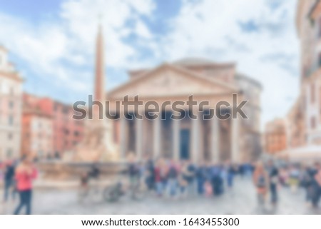 Defocused background of the Pantheon, iconic landmark in Rome, Italy. Intentionally blurred post production for bokeh effect