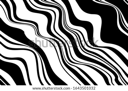 Black and white wavy pattern. Animal zebra print.