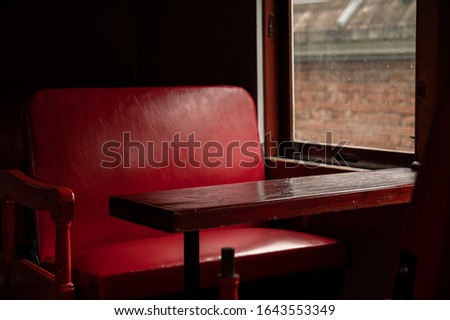 Free red train bench and window