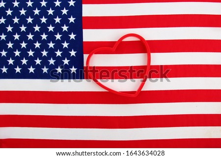 United States Flag with Red Hearts. Love America. Valentines Day. 4th of July. Stars and Stripes Forever. Land of the free, Home of the Brave. Red White and Blue. 