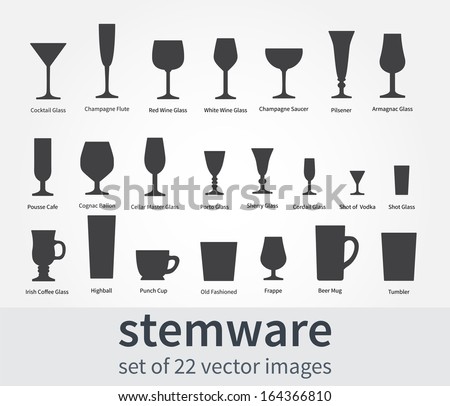Set: stemware for alcoholic drinks