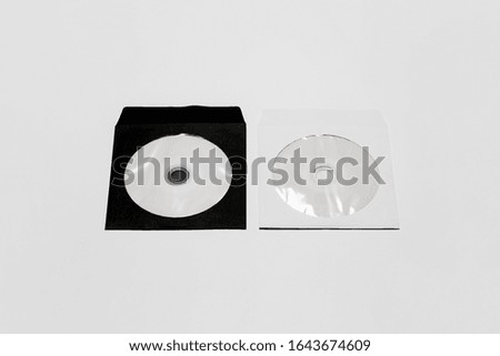 DVD or CD Disc Paper Case with white isolated blank for branding design. CD jewel mock-up on soft gray background. 