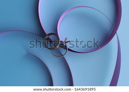 Wedding ring with abstract ribbon for valentine day