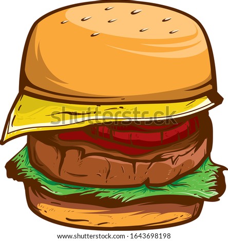 vector american burger with detail drawing illustration. It is editable color and object