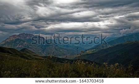 Sky and the majestic mountains of the Caucasus