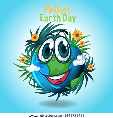 Poster design for mother earth day with big smile on earth illustration