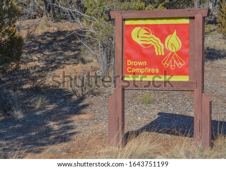 Drown Campfires Sign at Sitgreaves National Forest, Arizona USA