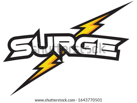 Surge Text Vector Logo template with lightning bolt Royalty-Free Stock Photo #1643770501