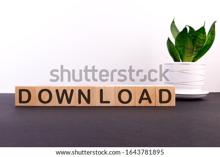 DOWNLOAD word made with building blocks on a light background