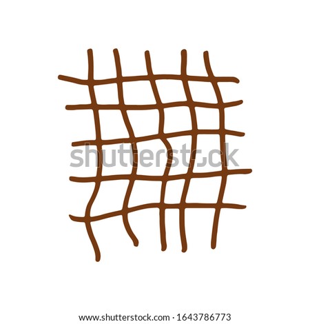 Hand drawn brown grid. Vector illustration. Stroke ink and marker.
