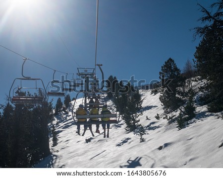 Picture of snowy Pyrenees mountain landscape in ski resort of El Tarter, Andorra.