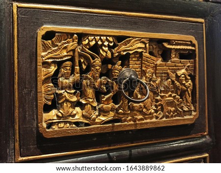Drawer vintage oriental traditional woodcraft