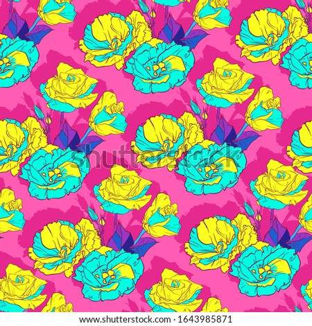 Seamless colorfull flowers. Roses background. Print design for textiles. Vector.