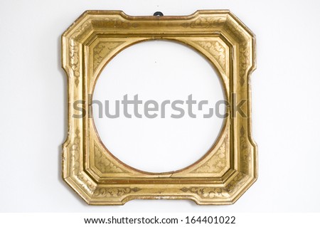  Gold frame isolated on white/Antique gold frame