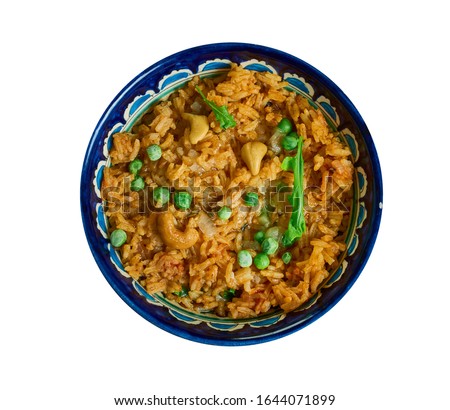 Bisi Bele Bhat, spicy masala, toor dal  rice-based dish with origins in the state of Karnataka, India Royalty-Free Stock Photo #1644071899