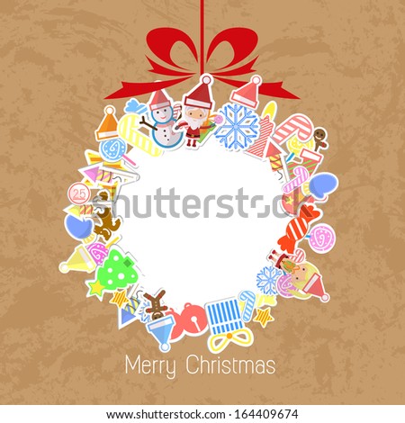 Stylized Colorful Background with Christmas Elements, Christmas tree