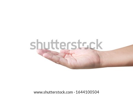 Young hand open.isolated with clipping path