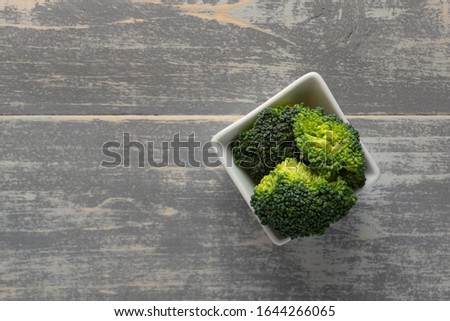 Broccoli on the plate. Top view