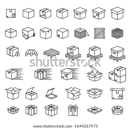 Set of boxes and packaging vector icon set Royalty-Free Stock Photo #1644267973