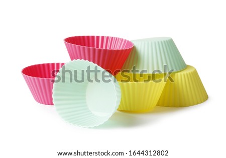 silicone mold for baking on a white background. Culinary accessories of the baker. Small baking cups. It is isolated.