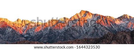 
Mountain range at sunset isolated on whit background Royalty-Free Stock Photo #1644323530