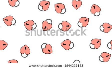Texture seamless pattern of flat locks in the shape of hearts, love items for the feast of love Valentine's Day February 14 or March 8 on a white background. illustration.