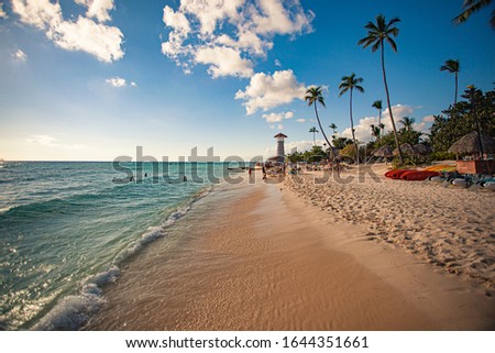 Dominicus Beach detail at sunset, Dominican republic Royalty-Free Stock Photo #1644351661