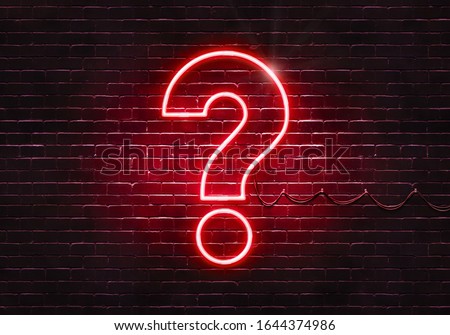 Neon sign on a brick wall in the shape of a question mark.(illustration series) Royalty-Free Stock Photo #1644374986