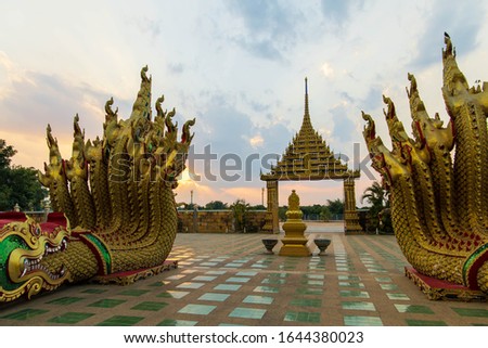 Temple Wat Sri Bueng Boon at twilight time, Sisaket province,Thailand.