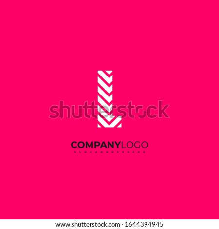 geometric stripped modern L logotype design concept isolated on pink background