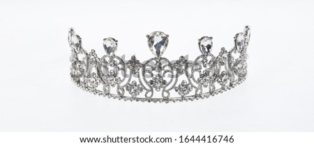 silver princess crown with diamonds on isolated white background