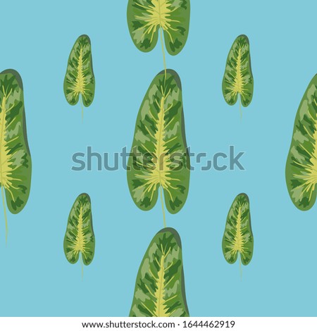 seamless pattern of tropical plants. Repeat tropical backdrop with dieffenbachia branches. Exotic jungle wallpaper
