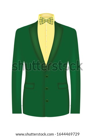Green suit with bow tie. vector illustration