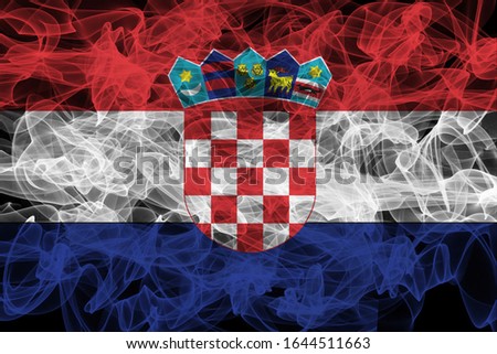 Croatia Smoke Flag on Black Background, Croatia flag

